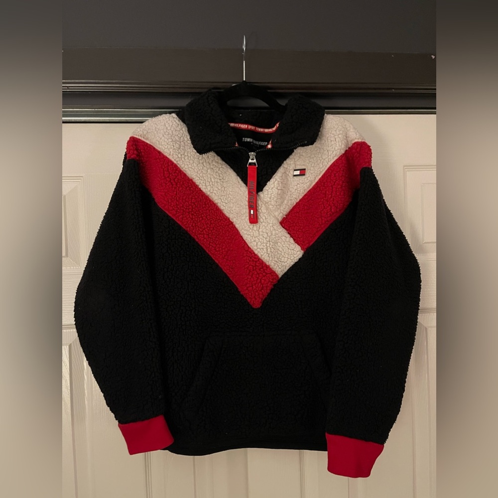 Tommy Hilfiger Sport Women’s Large Sherpa Quarter Zip Tri-Colored